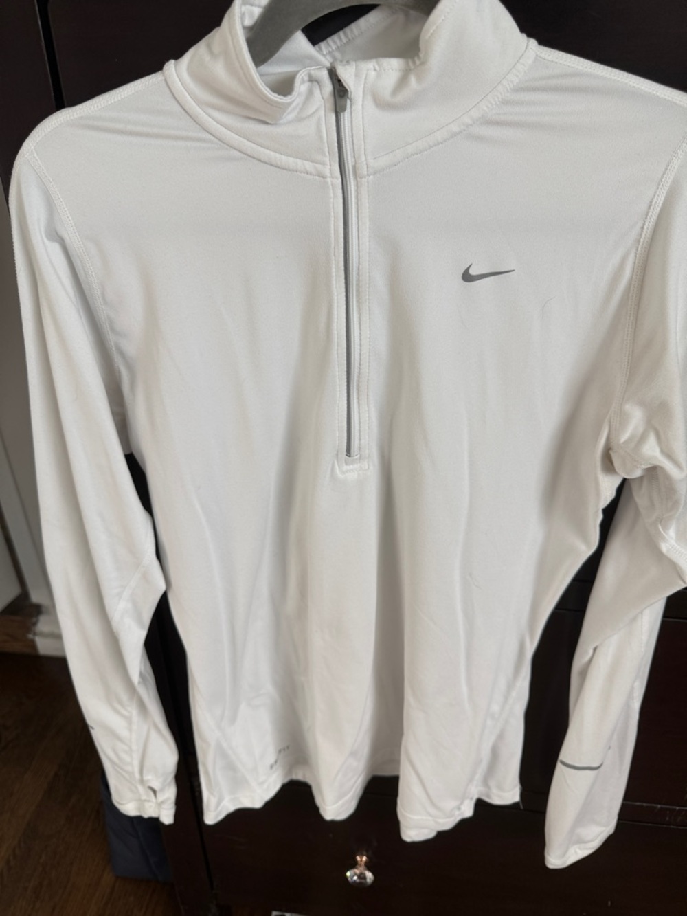Nike White Long Sleeve 1/4 Zip Athletic Top